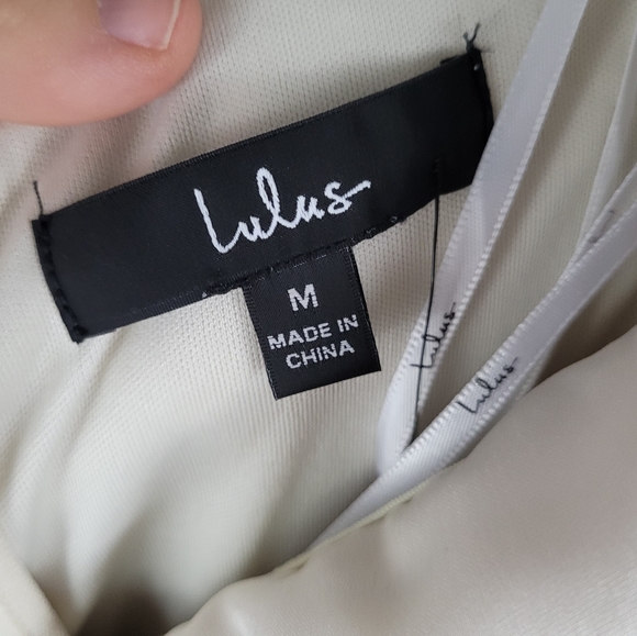 LULU'S | “Always Celebrating” satin off-the-shoulder asymmetrical mini dress - Picture 3 of 8